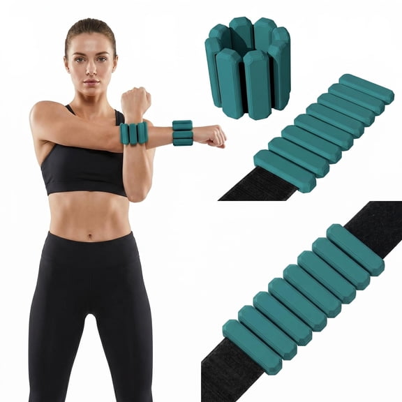 YouAan Adjustable Wrist And Ankle Weights, 2 Pieces Per Set, Total Weight 2 Lbs, Green Workout Accessory For Yoga, Dance, Ballet