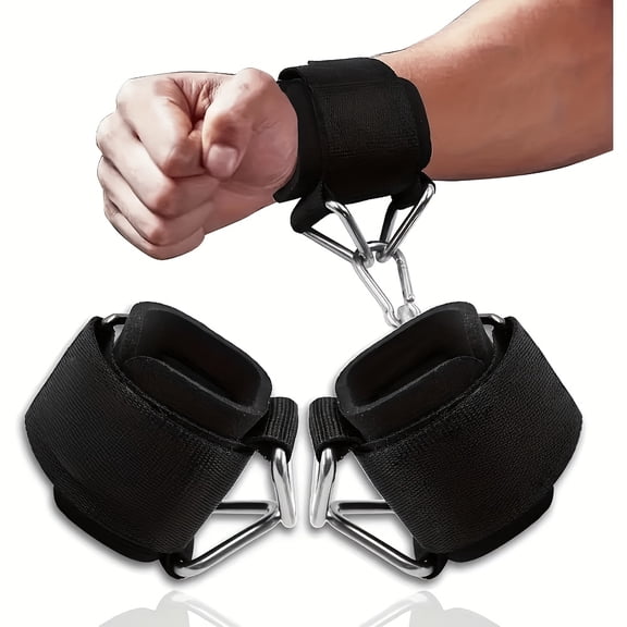 Adjustable Wrist Cuffs for Cable Machines, Heavy Duty Non-Slip Fitness Wrist Straps with D-Ring for Weightlifting, Pull-Ups, Strength Training and Home Gym