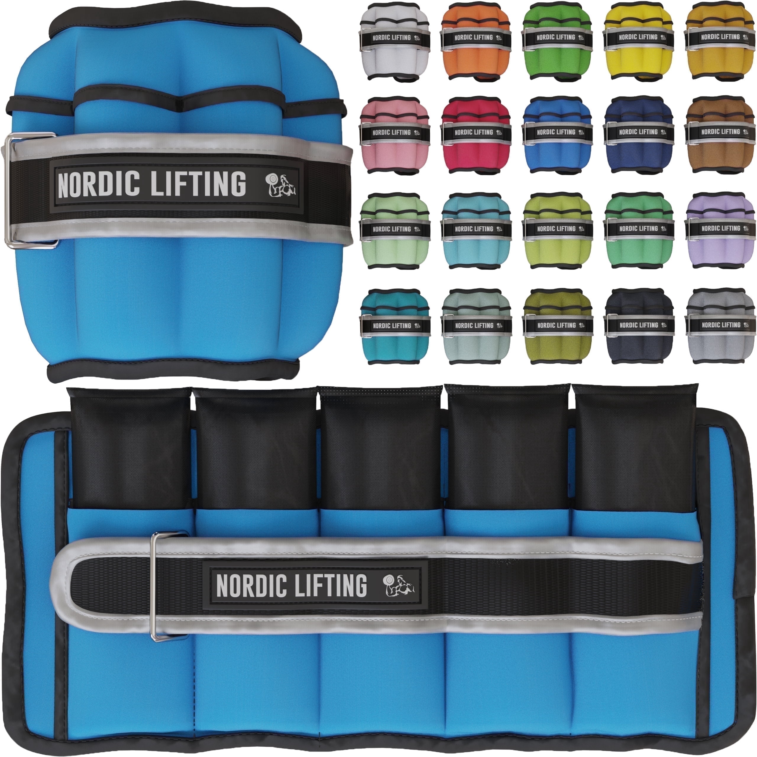 Nordic Lifting Adjustable Ankle Weights for Women and Men 2 4 6 8 10 Lbs, 1 Pair - Royal Blue