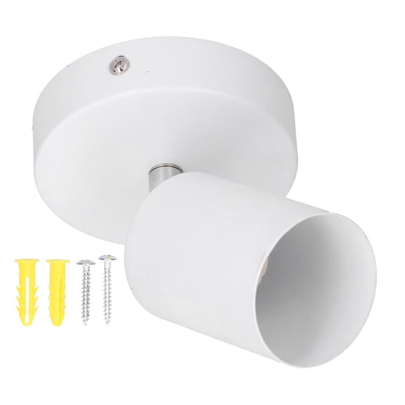 Adjustable Wrought Iron GU10 Spotlight Base, Single Head Track Light Holder for Bedroom or Shopping Mall, 85-265V, White