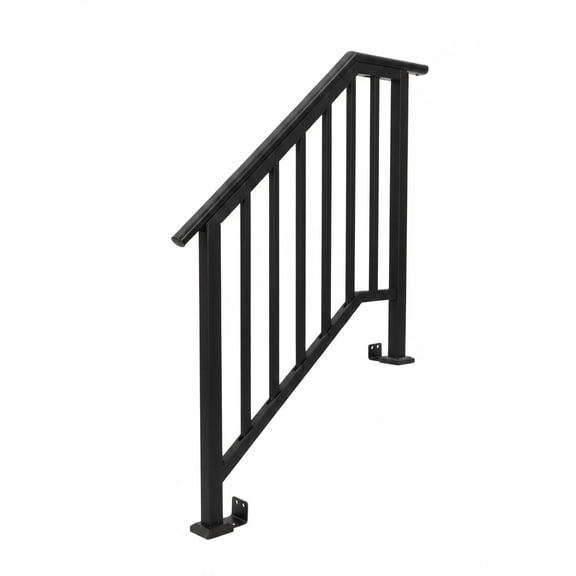 Adjustable Wrought Iron Stair Handrail with Balusters Outdoor Safety Railing Kit for 2 to 4 Steps 2 step 1 Pcs