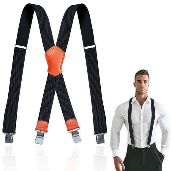 Adjustable X Back Suspenders With Strong Clips Wide Shoulder Strap For Work Trousers Pants Support