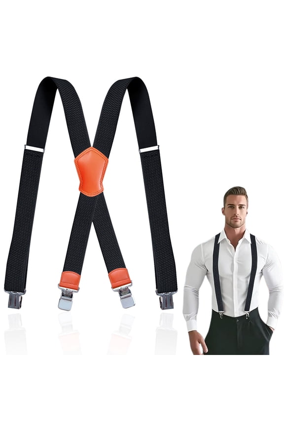 Adjustable X Back Suspenders With Strong Clips Wide Shoulder Strap For Work Trousers Pants Support