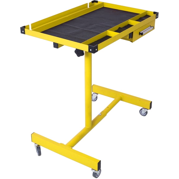 Adjustable Yellow Metal Work Table with Drawer for Workshop Garage, Height Adjustable 34-47.75 Inch