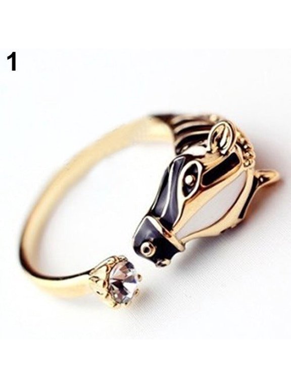 Adjustable Zebra Pattern Copper Ring With Gem Inlays For Women Engagement Wedding Anniversary Accessory For Weddings