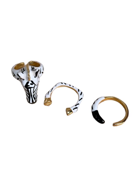 Adjustable Zebras Rings Set Elegant Retro Inspired Jewelry Statement Finger Accessories For Women Fashion Lovers