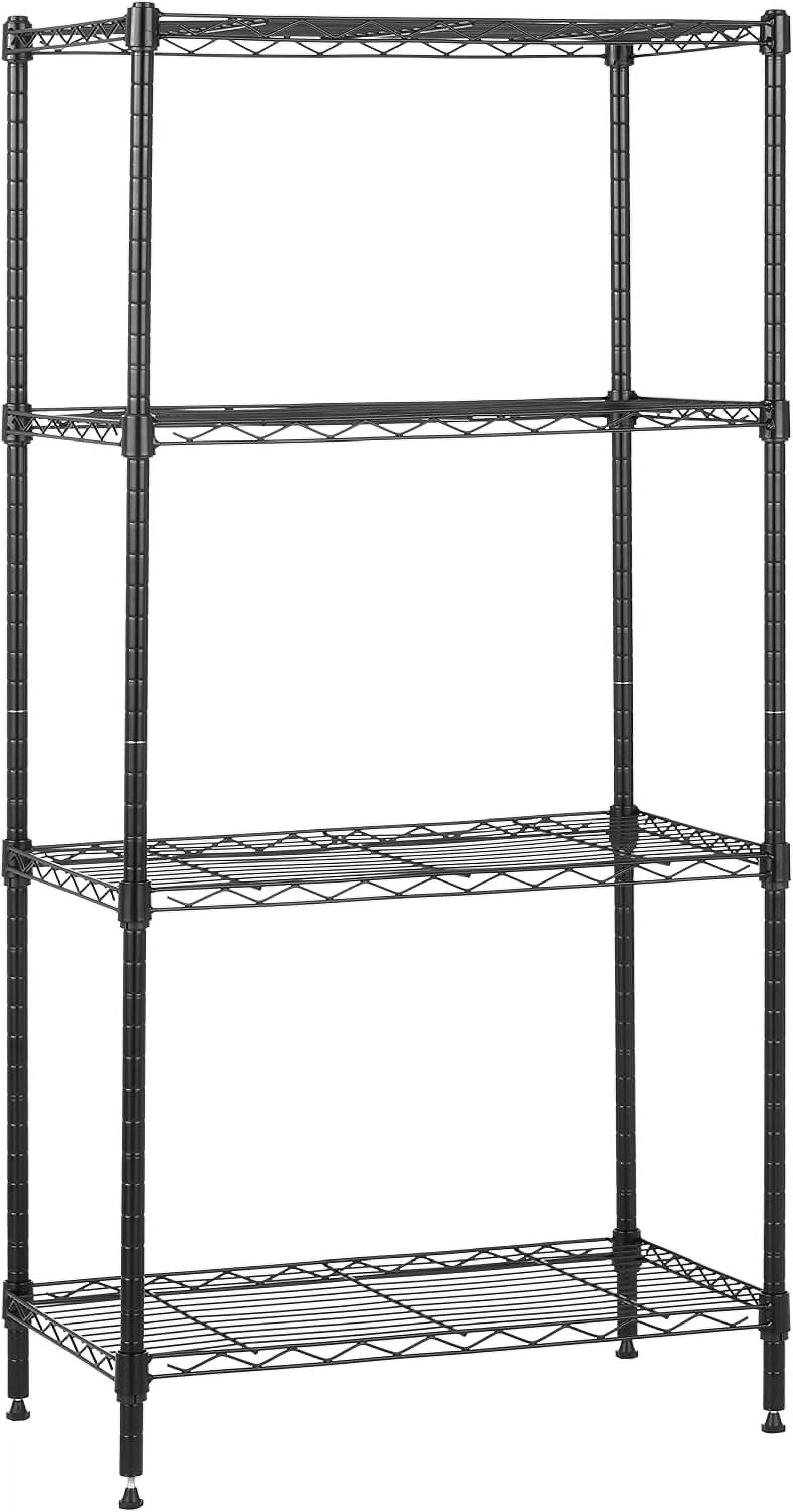 Black Steel 4-Shelf Adjustable Storage Shelving Unit