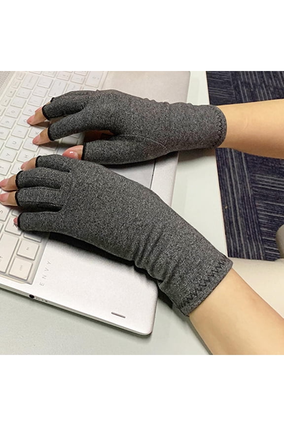 Adjustable and breathable 'fingerless, finger support, glove' compression gloves L