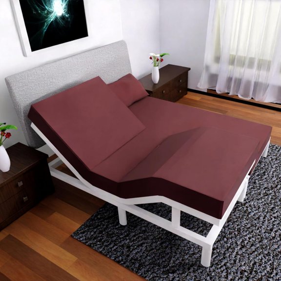 Adjustable bed sheets set: 5-piece California split set, 100 cotton, ivory, deep pocket design for secure fit on split king beds