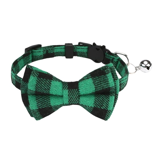 Adjustable collar with bowtie and safety bell quick release escape strap for cats small puppies rabbits classic checkered pattern neckwear