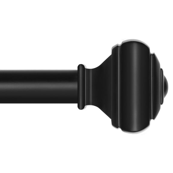 Adjustable Drapery Rods 48 To 84 inch, 7/8 inch Telescoping Curtain Rods, Decorative Single Curtain Pole Set For Sliding Glass Door Dining Room, Black