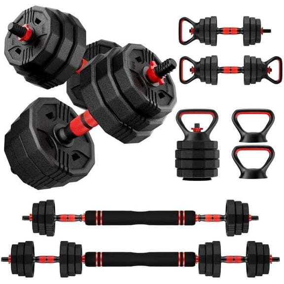 Adjustable dumbbell set, 20/30/45/70/90lbs Free Weight Set with Connector, 5 in1 Multi-Function Dumbbells Set  as Barbell & Kettlebell, Push up Stand, Fitness for  Gym Suitable Men/Women