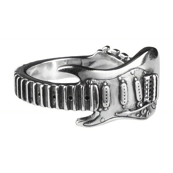 Adjustable electric guitar ring - Rock punk style, zinc alloy, perfect gift for Halloween and New Year,Grey