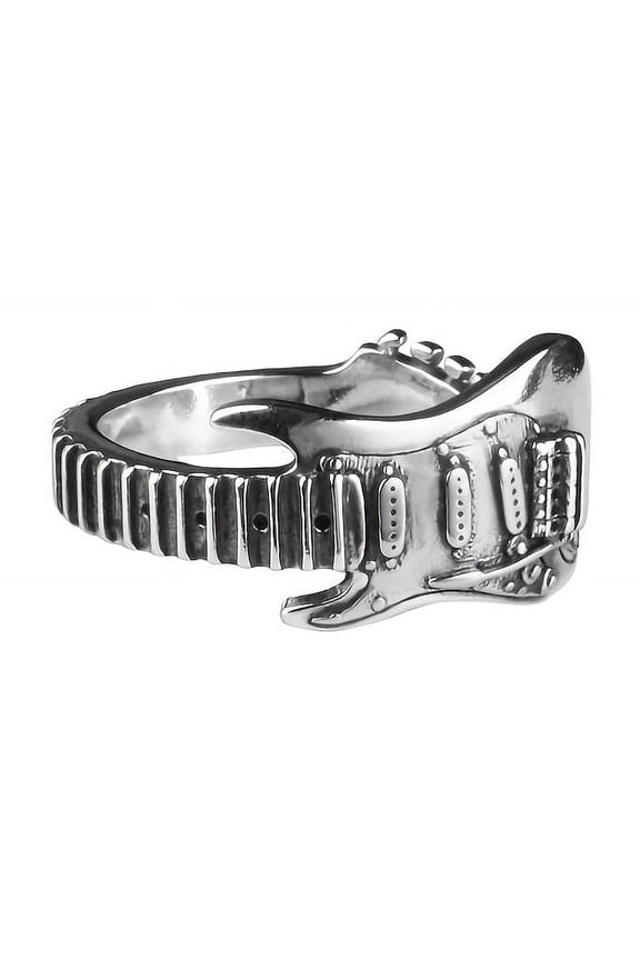 Adjustable electric guitar ring - Rock punk style, zinc alloy, perfect gift for Halloween and New Year,Grey
