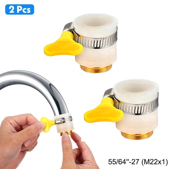 Universal Faucet to Hose Adapter Kit, Adjustable Sink Adapter for Washing Machine, Dishwasher and Water Filter, Fits 13-23.5mm Faucets, 55/64"-27 Male Thread