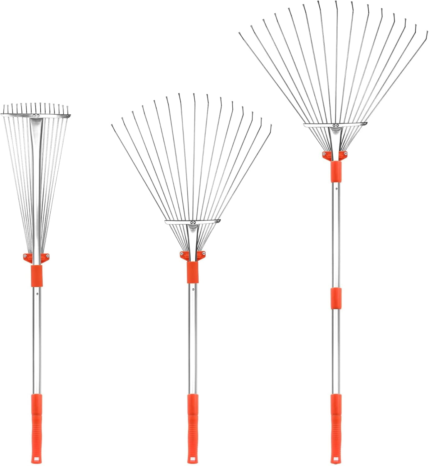 Round Leaf Rake Adjustable garden leaf rake - telescopic metal expandable folding leaf ...