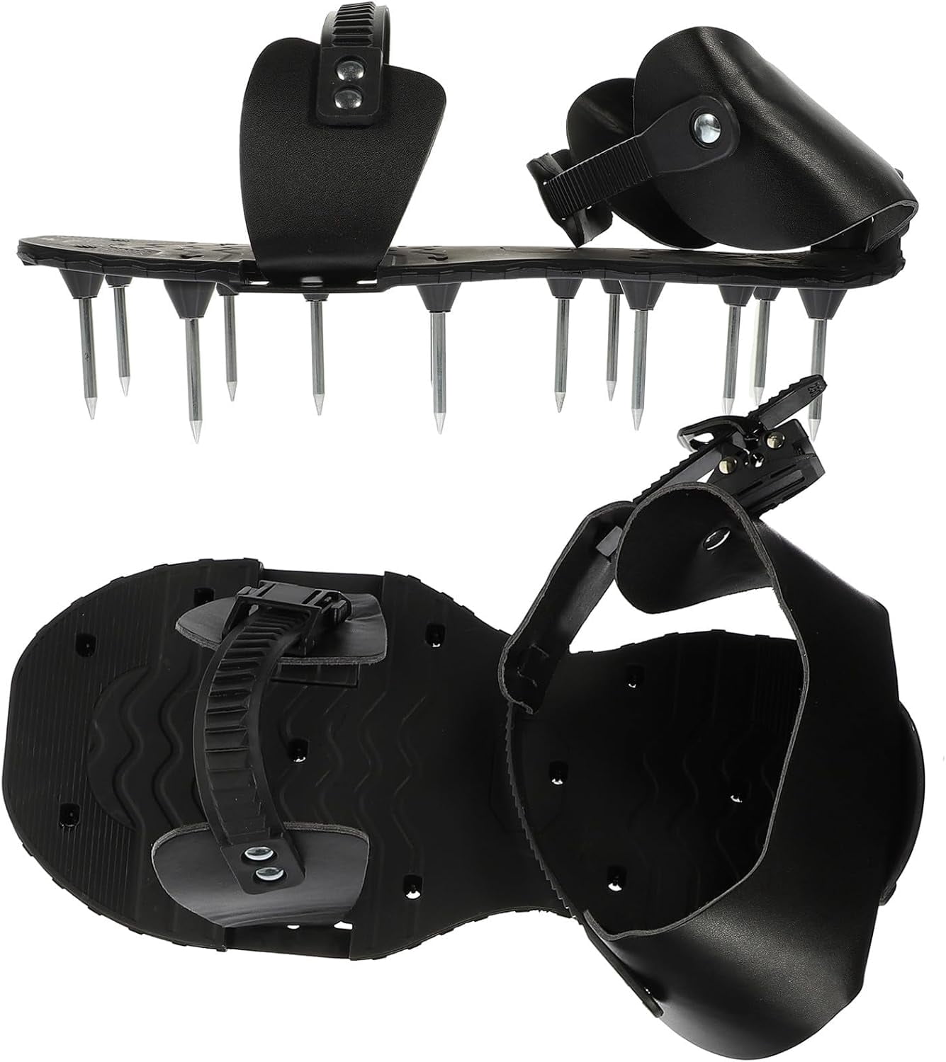 Adjustable lawn aeration shoes with spikes, suitable for garden lawn turf aeration, black, a pair of garden spike shoes for soil oxidation and lawn care