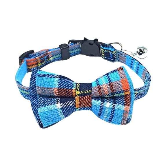 Adjustable pet bowknot collar with ringing bell quick release safety buckle neck strap for puppies cats bunnies holiday festive party dress up accessory