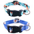 thumbnail image 1 of Adjustable pet collar Heat transfer printed dog collar for medium size Blue daisy+small fresh geometry, 1 of 5