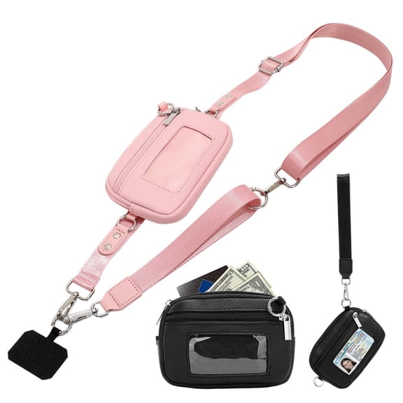 Adjustable phone lanyard crossbody strap, 360° rotatable tether tabs, clip & go for wallet case.