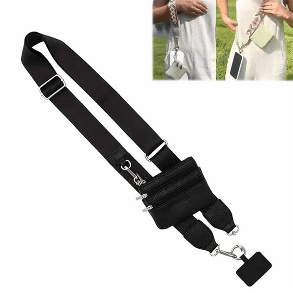 Adjustable phone strap crossbody bag with wallet clip for easy carrying, phone with wallet, phone strap with zipper pocket, phone strap with cross