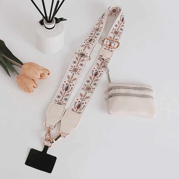 Adjustable phone strap crossbody bag with wallet clip for easy carrying, phone with wallet, phone strap with zipper pocket, phone strap with cross