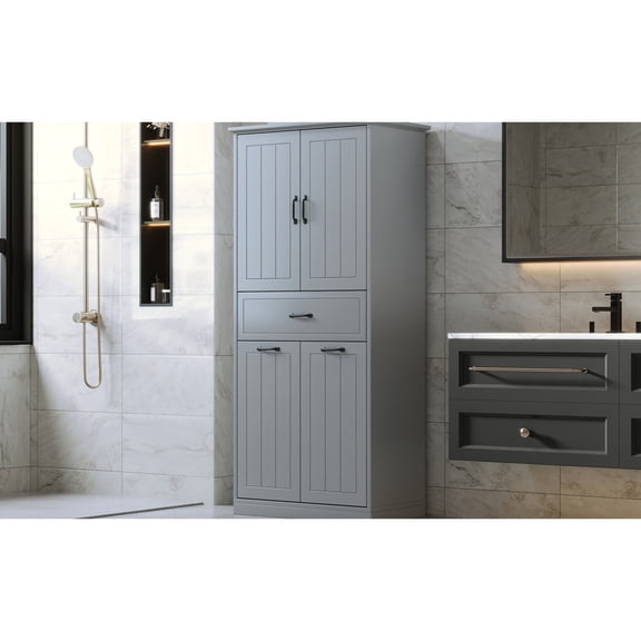 Adjustable shelf design - Multiple storage spaces - Laundry room storage - Fits different size items