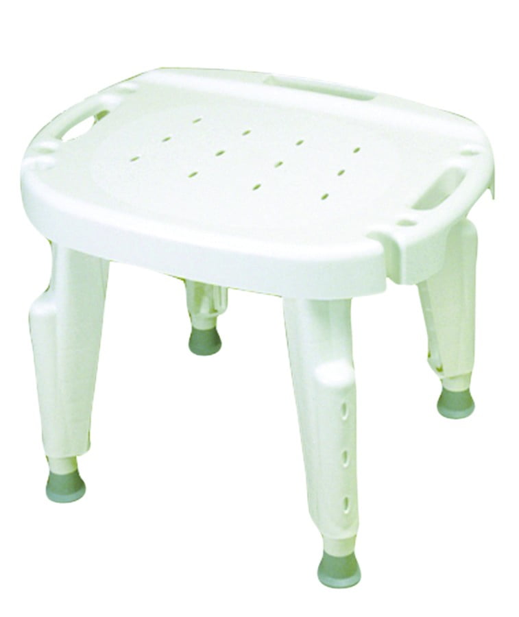 White Adjustable Plastic Shower Seat with Built-in Spray Holder