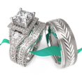 thumbnail image 1 of Adjustable size Wedding Ring Sets His And Hers Couples Women 925 Sterling Silver Moissanite Man Titanium Wedding Bands, 1 of 7