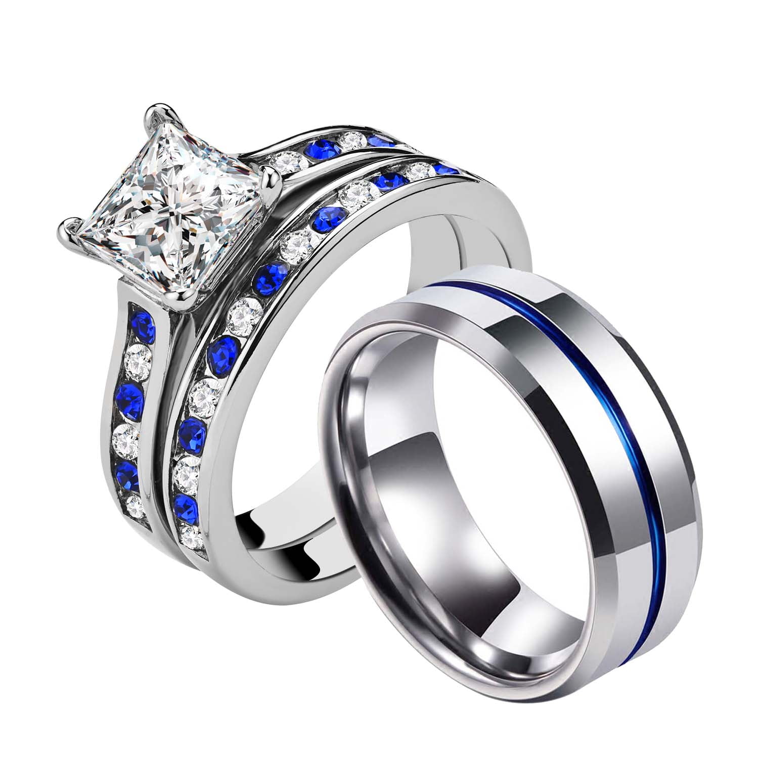 Women's tungsten clearance wedding ring sets