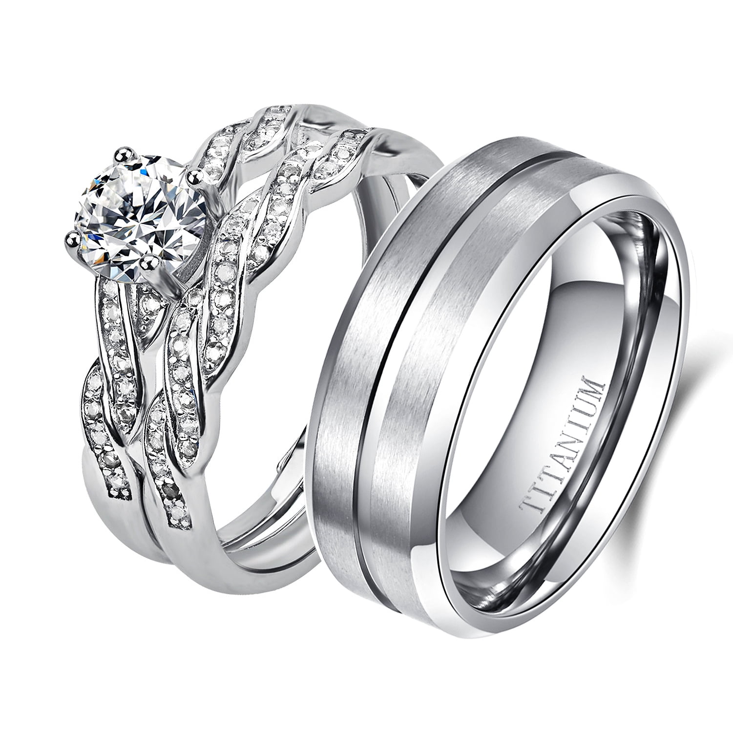 Combo of 2 Silver Star and Heart Matching Couple Ring – Vembley