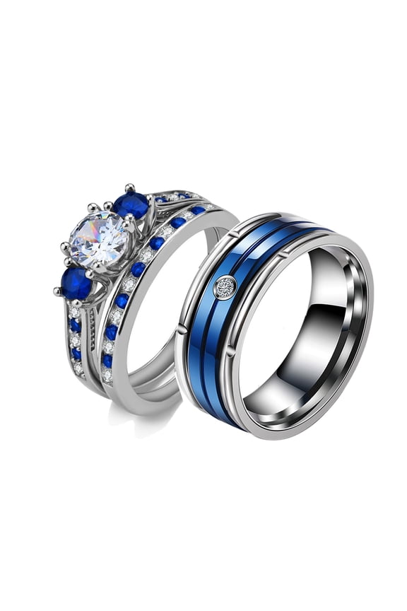 Adjustable size Wedding Ring Sets His And Hers Couples Women Diamond Sterling Silver Man Titanium Wedding Bands