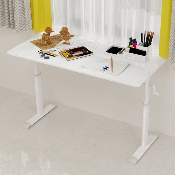 QSOCSSP Height Adjustable Desk, 0 Vibration, Sturdy Gaming Table, No Noise, Standing Desk, Medical-Grade Spine and Eye Protection, 100% steel and Grade 1 poplar