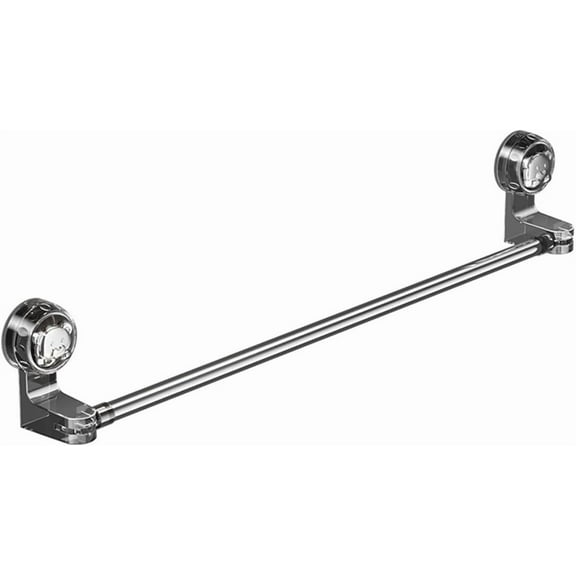 Adjustable suction cup towel bar with removable stainless steel bracket, no drilling required. Wall-mounted towel rack, suitable for bathroom or kitchen towels on smooth surfaces. Available in length