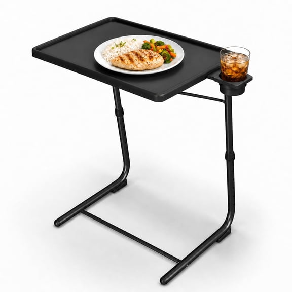 Adjustable tray table - 6 height settings and 3 tilt angle settings | Multi-functional foldable tray table for laptop dining, dinner, or use in bed | Easy to assemble and store | Portable table