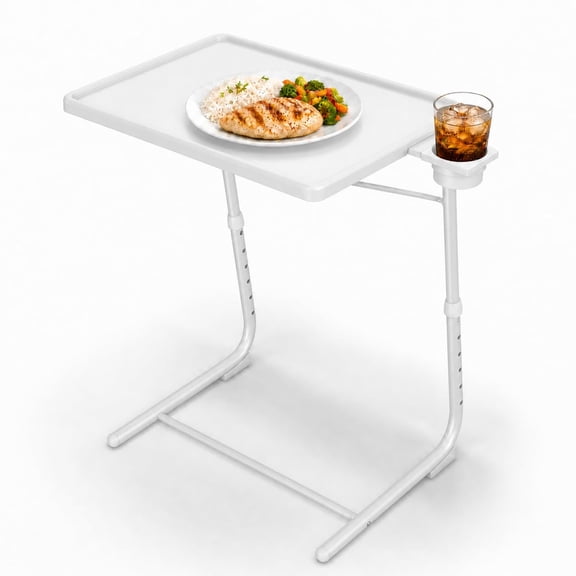 Adjustable tray table - 6 height settings and 3 tilt angle settings | Multi-functional foldable tray table for laptop dining, dinner, or use in bed | Easy to assemble and store | Portable table