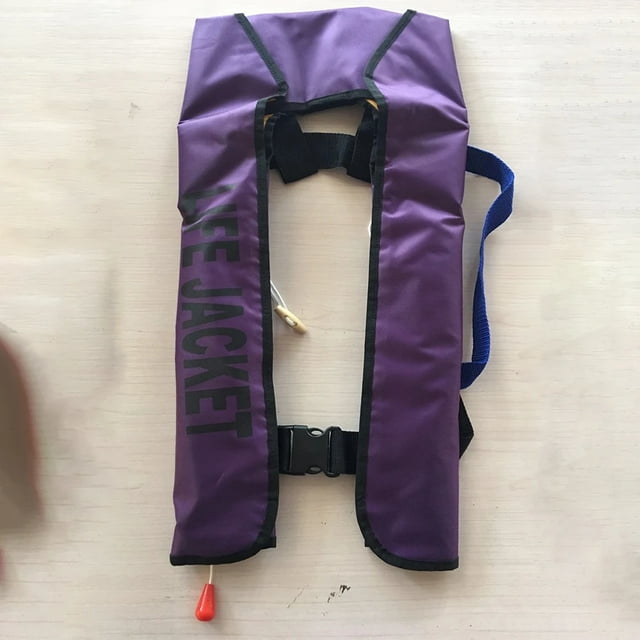 Adjustable waist belt self inflating life jacket vest portable