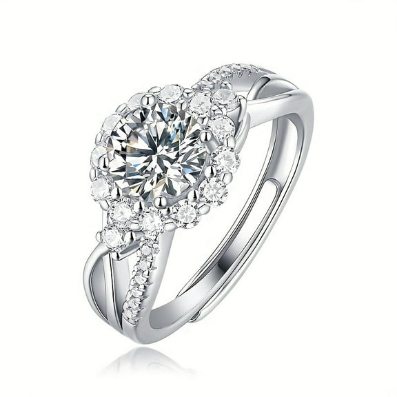 Adjustableedit 1 Carat Moissanite Ring for Women, 925 Sterling Silver & 18k Gold Plated, Wedding Ring, Perfect Gift For Everyday