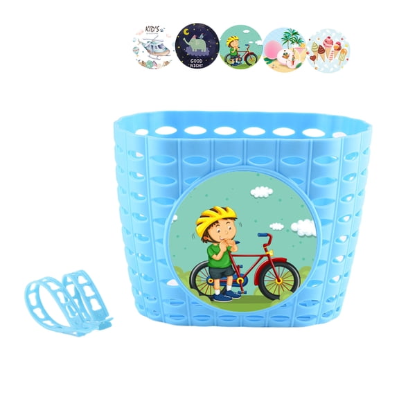 Adjusted Bike Basket Bike Handlebars Storage Bike Basket with Fastens Strap, Plastic Bike Front Basket for Kids