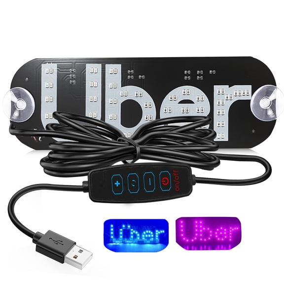 Adjusted Led Light Signs for Car Windshield, Taxi Sign Light Glow LED Sign with Suction Cups & Universal USB-Plug, Light Board Sign Car Accessories Suitable for All Cars (Blue/Pink)
