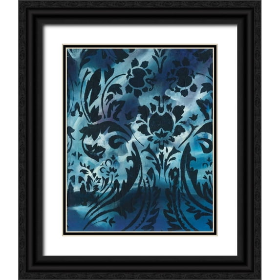 Adkin, Arielle 12x14 Black Ornate Wood Framed with Double Matting Museum Art Print Titled - Indigo Patterns I