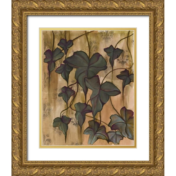 Adkin, Arielle 12x14 Gold Ornate Wood Framed with Double Matting Museum Art Print Titled - Leaves II