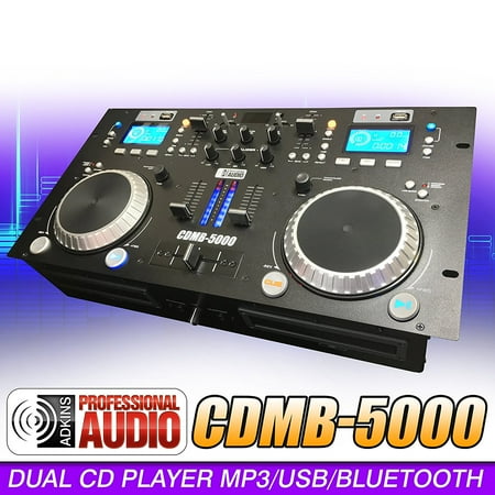 Adkins CDMB-5000 Dual CD MP3 USB Bluetooth DJ Mixer Combo Rackmount 2 Channel Faders