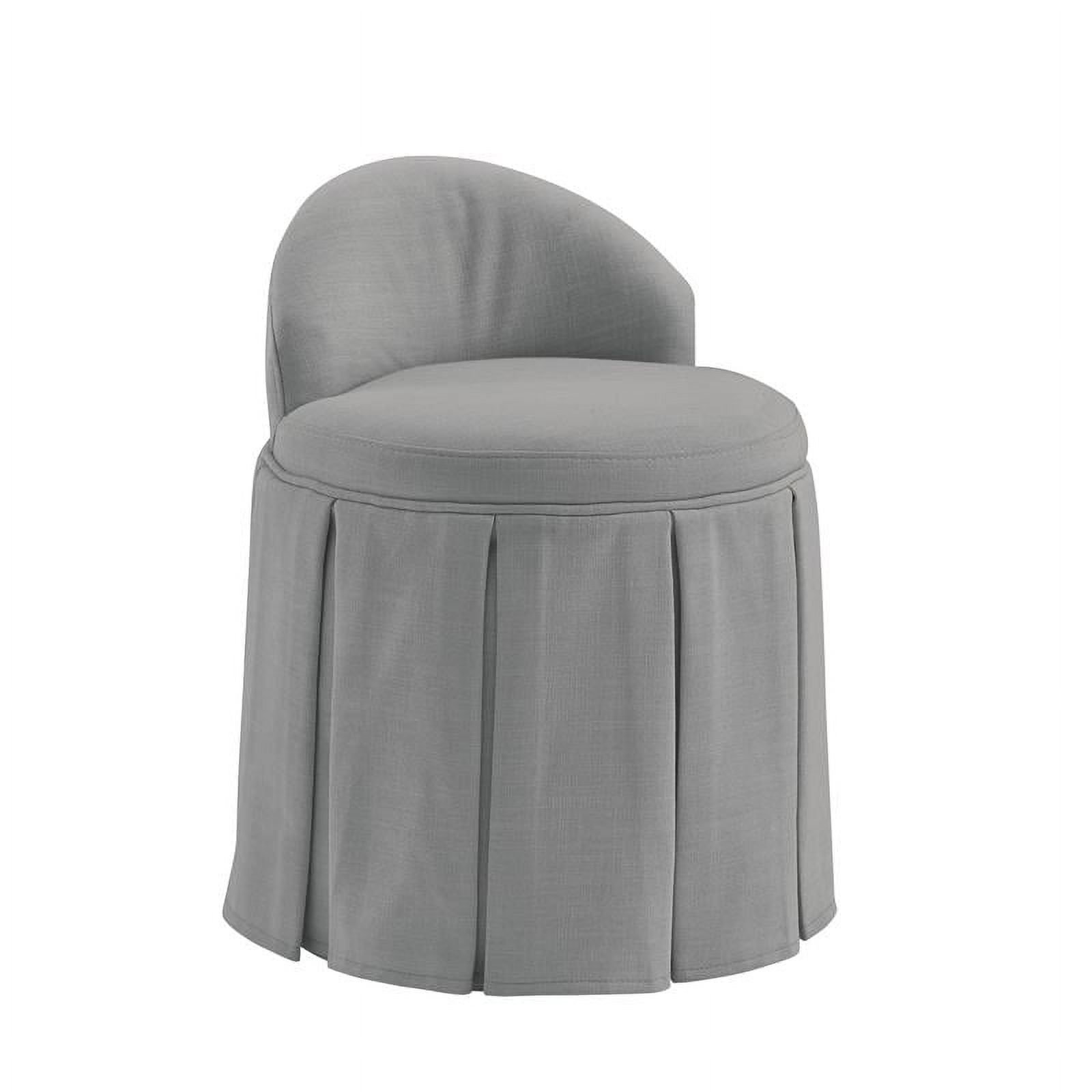 Adleigh Vanity Stool Light Grey Linen 17.9L x 18.5W x 23.6H Slipcover
