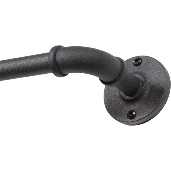 Adler Indoor/Outdoor Black Curtain Rod - Adjustable 48 to 84 Inches for Windows, Patio - Textured Pipe Industrial Design