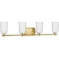 thumbnail image 1 of Adley Collection Four-Light Satin Brass Etched Opal Glass New Traditional Bath Vanity Light, 1 of 14