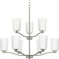 thumbnail image 1 of Adley Collection Nine-Light Brushed Nickel Etched White Opal Glass New Traditional Chandelier, 1 of 16