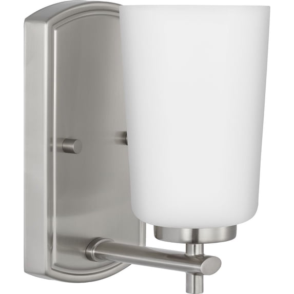 Adley Collection One-Light Brushed Nickel Etched Opal Glass New Traditional Bath Vanity Light