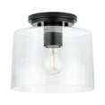 thumbnail image 1 of Adley Collection One-Light Matte Black Clear Glass New Traditional Flush Mount Light, 1 of 10