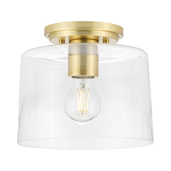 Adley Collection One-Light Satin Brass Clear Glass New Traditional Flush Mount Light